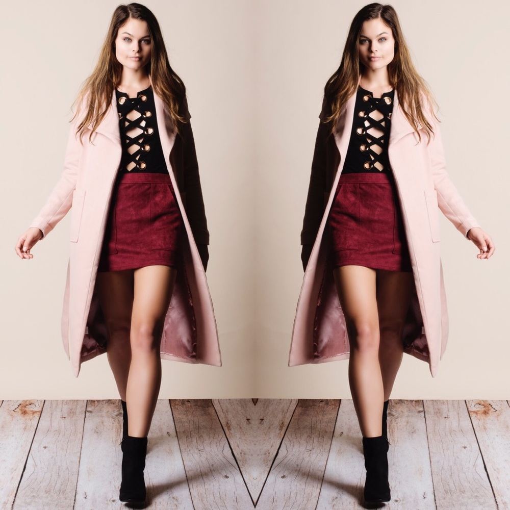 Belted Pink Trench Coat - Picture 3 of 4