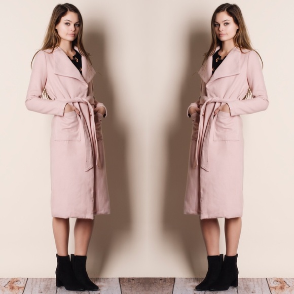 Belted Pink Trench Coat - Picture 2 of 4