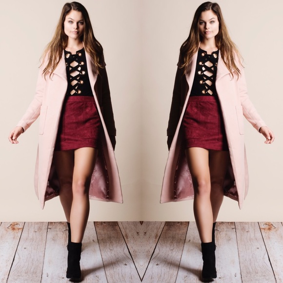 Belted Pink Trench Coat - Picture 3 of 4