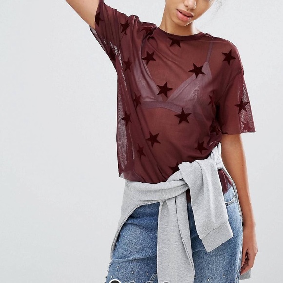 Pull&Bear Tops - Sheer Mesh Star Top Pull&Bear Tops - Sheer Mesh Star Top