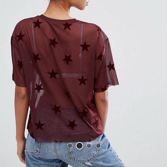 Pull&Bear Tops - Sheer Mesh Star Top Pull&Bear Tops - Sheer Mesh Star Top