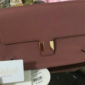 New Chloe rose leather clutch with gold hardware