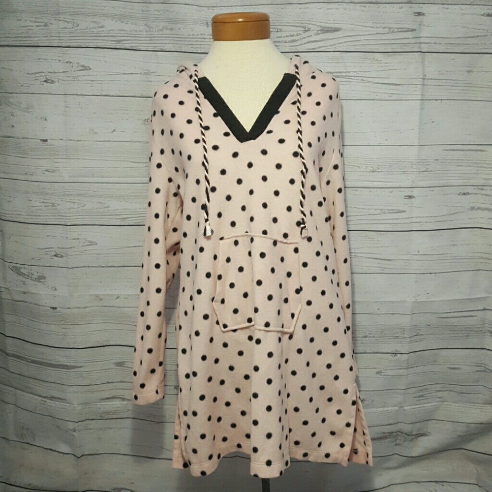 Betsey Johnson Pink & Black Polka Dot Fleece Shirt