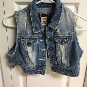 Distressed Light wash Jean Vest
