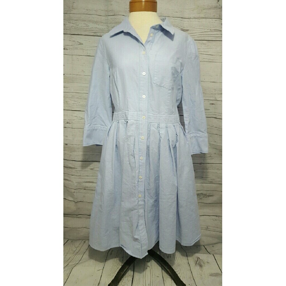 Jones New York Blue Collared Button Down Dress