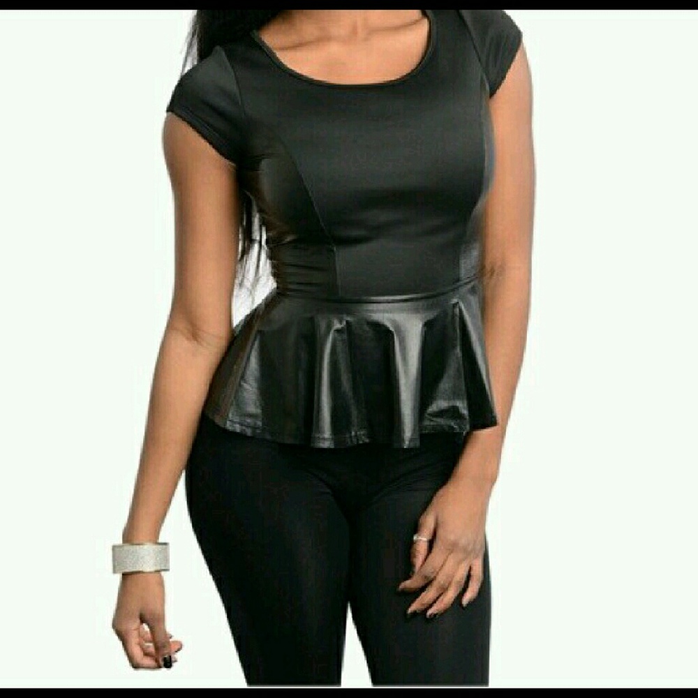 🔆New Leather Peplum Top