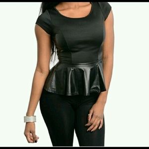 🔆New Leather Peplum Top