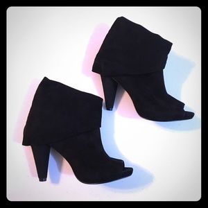 Vince Camuto Black Peep Toe Suede Booties/Heels