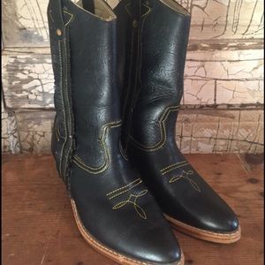 Black Leather Cowboy Boots