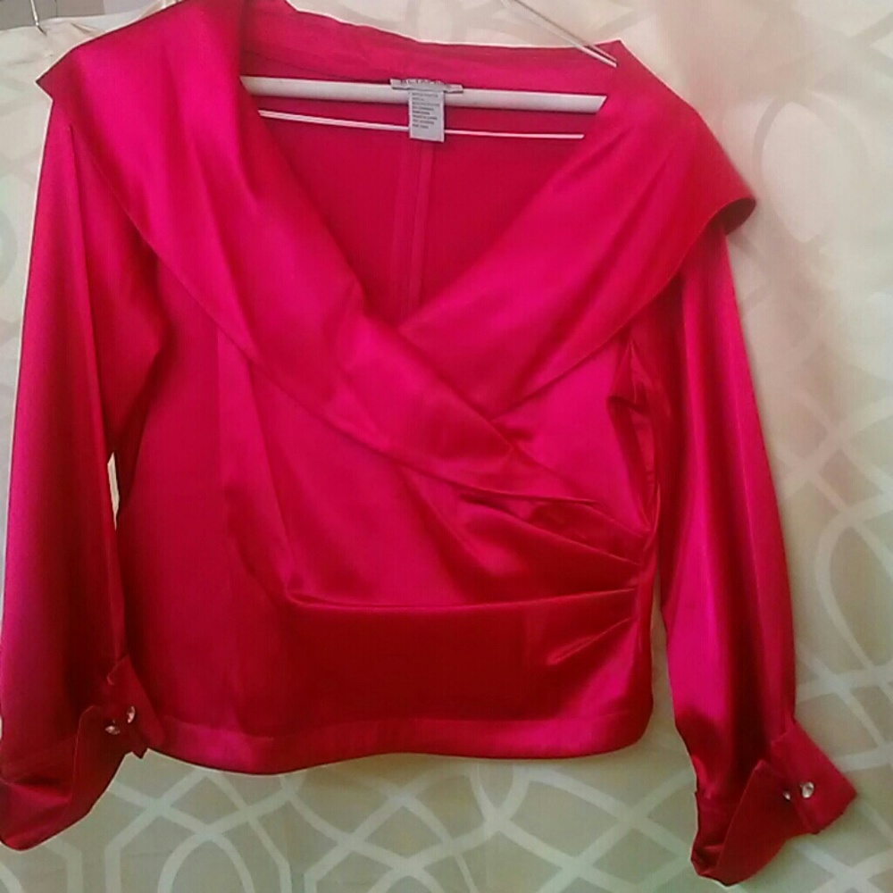 Red cross wrap blouse