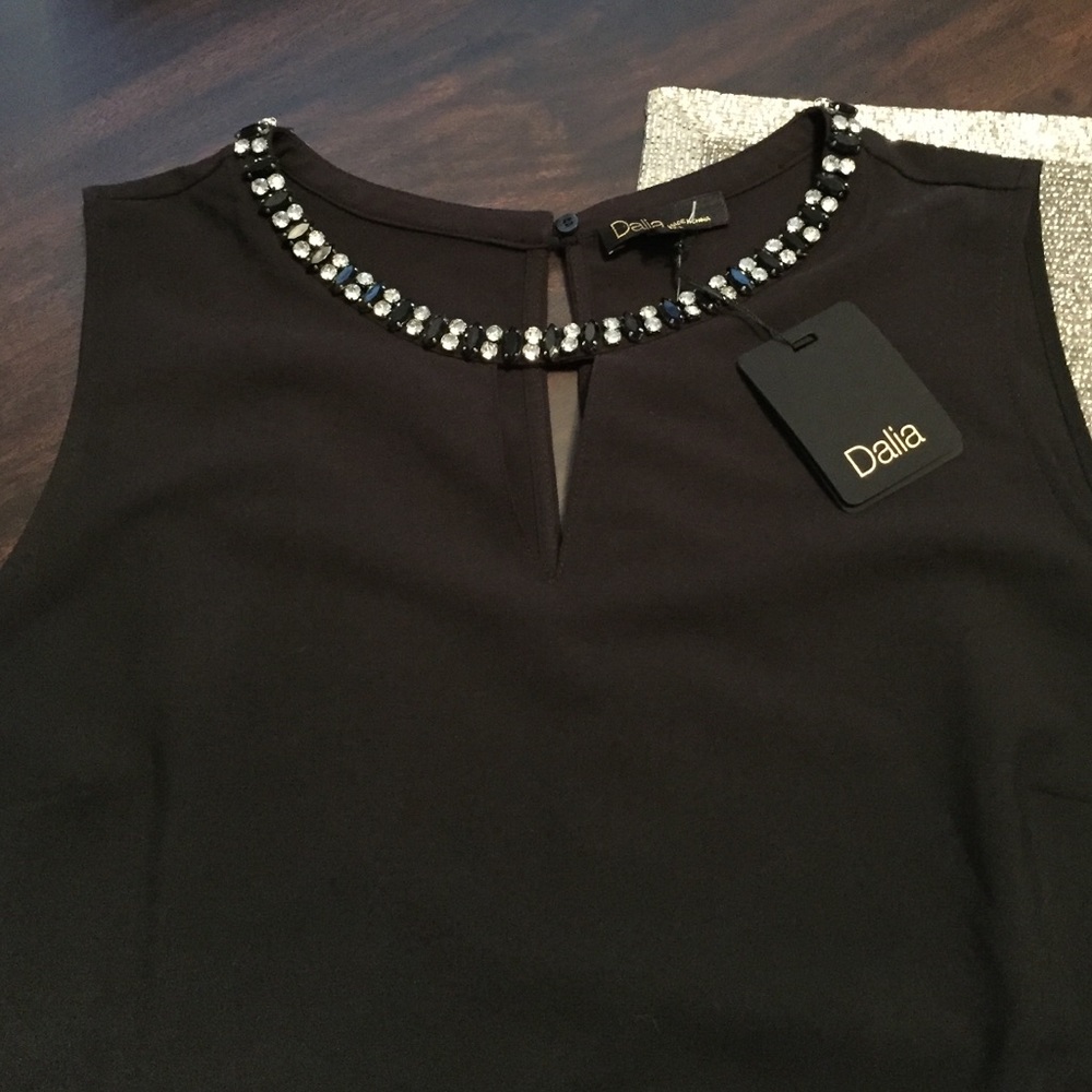 Dalia Dressy Tank with Embellishments - L
