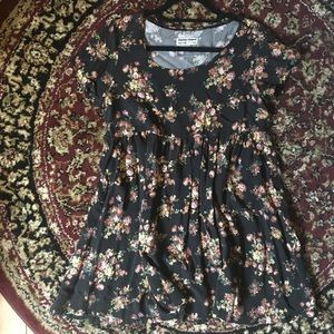 American Apparel Black Floral Babydoll Dress