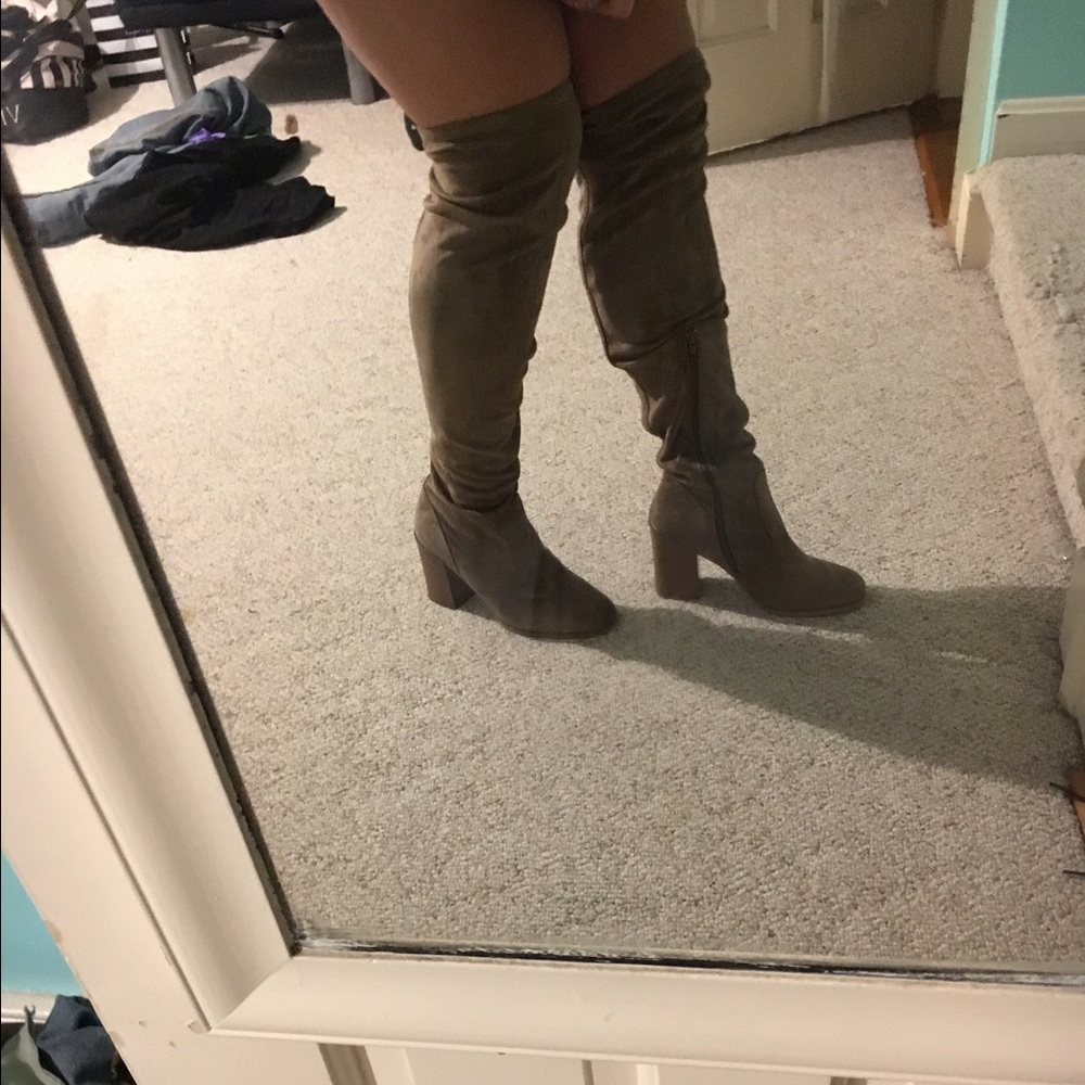 Thigh high tan boots