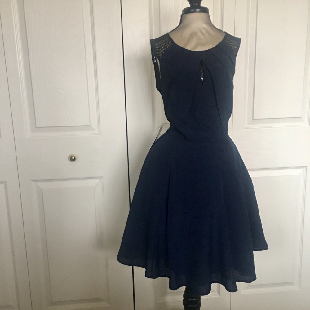Navy Keyhole Fit and Flare Dress