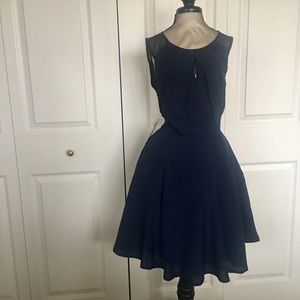 Navy Keyhole Fit and Flare Dress