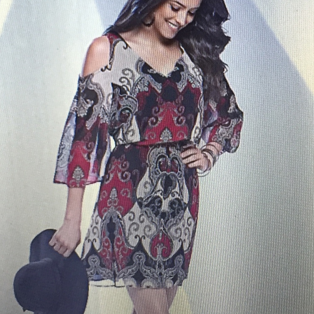 Printed cold shoulder dress