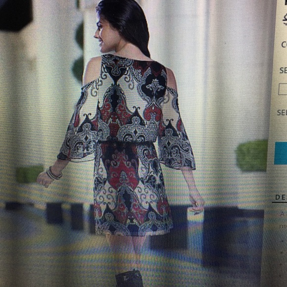 Printed cold shoulder dress - Picture 2 of 2