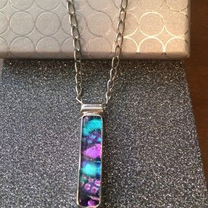 Necklace with colored glass pendant new
