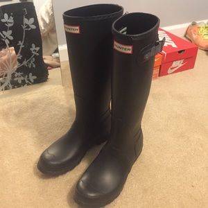 Matte black hunter boots