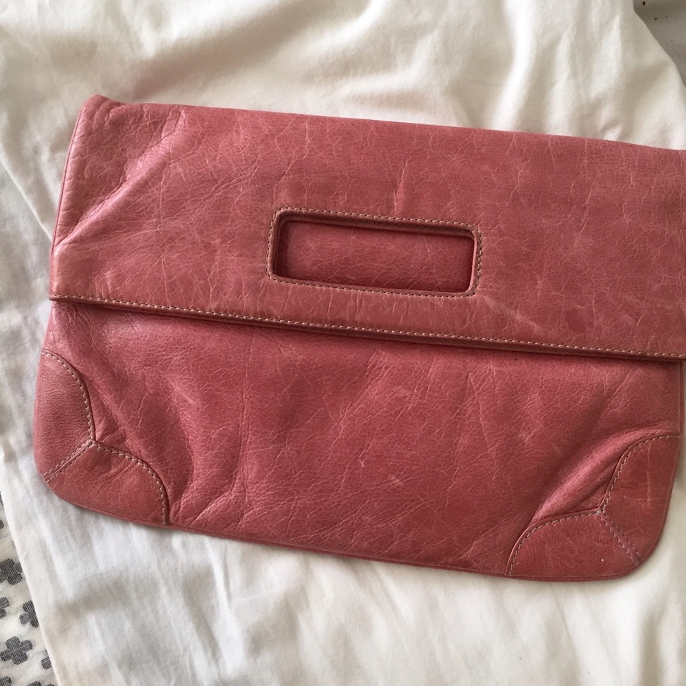 Pink Fold Over Clutch