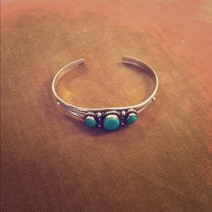 Silver and turquoise bracelet