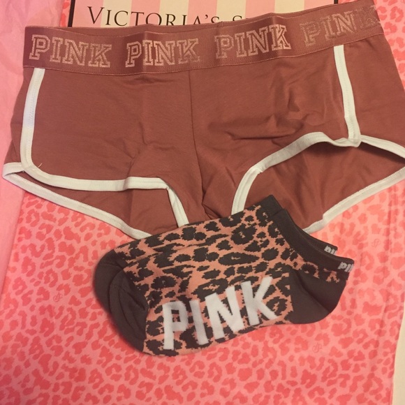 PINK Victoria's Secret Other - VS PINK BOY SHORT AND SOCK BUNDLE IN BEGONIA