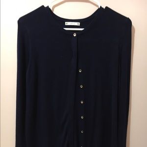 Zara Navy Button-up Sweater