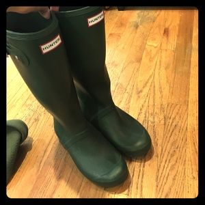 Hunter boots and matching socks.