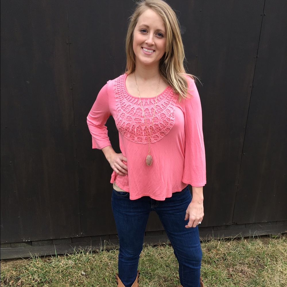 Sweet Pink 3/4 Sleeve Flowy Top