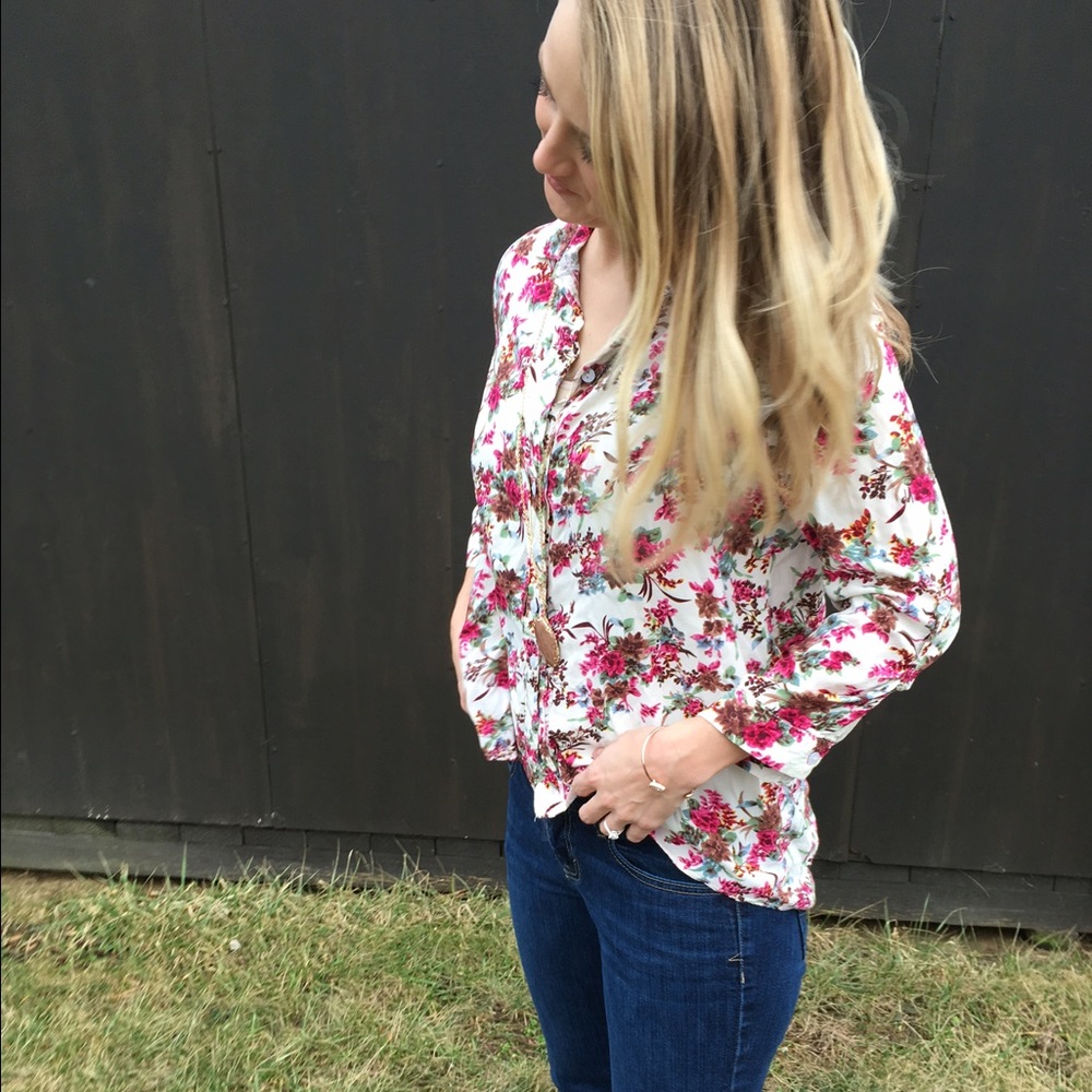 Floral Button-Up Top (can be worn as a cardigan)