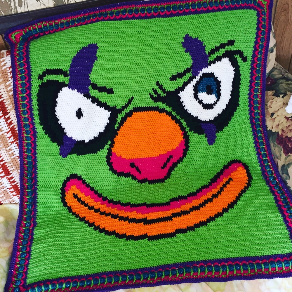 Crochet evil clown baby blanket custom