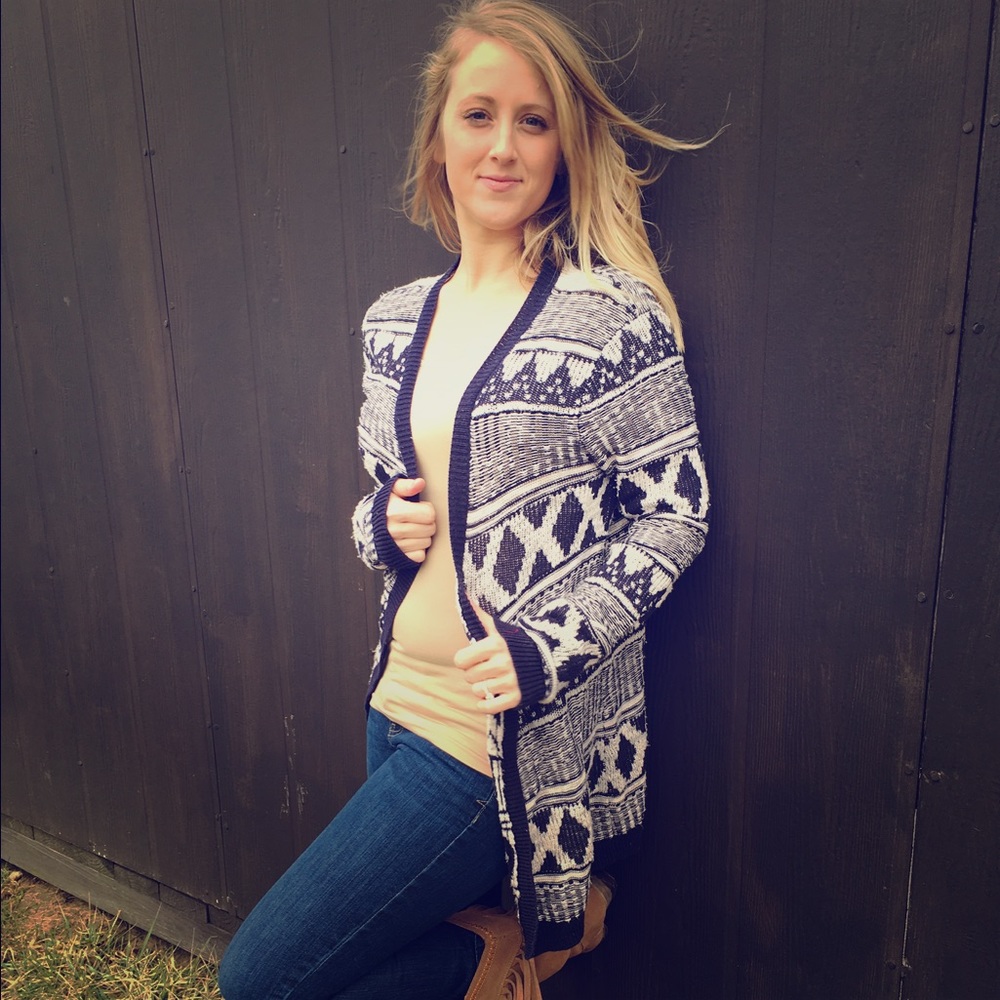 Navy & Cream Aztec/Tribal Cardigan