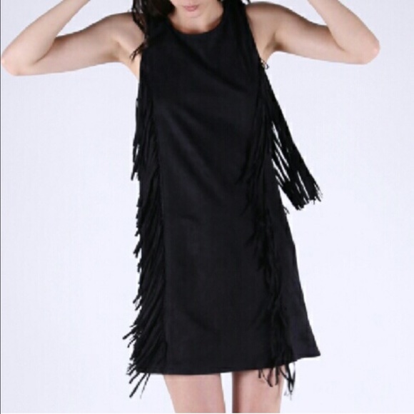 SALE!🌟BLACK Suede Fringe Dress ✨NWT✨ - Picture 4 of 4