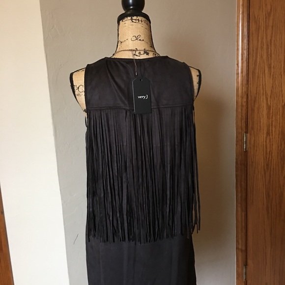 SALE!🌟BLACK Suede Fringe Dress ✨NWT✨ - Picture 2 of 4