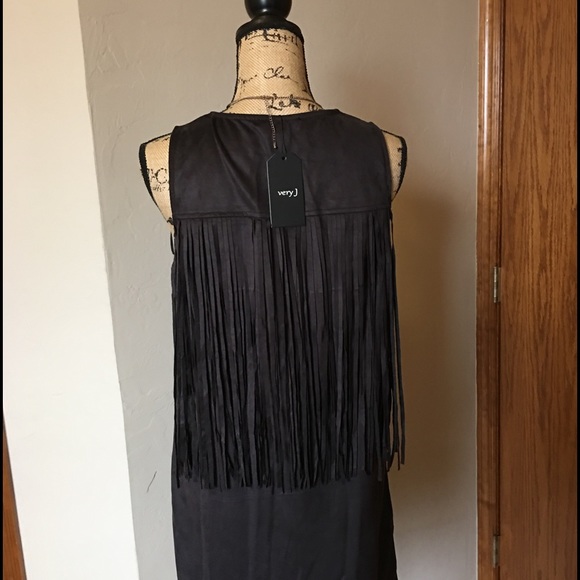 HP🎉SALE!🌟TAN Suede Fringe Dress ✨NWT✨ - Picture 4 of 4