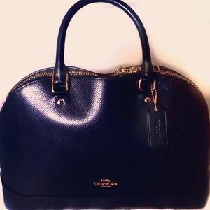 Black Leather Sierra Coach Satchel