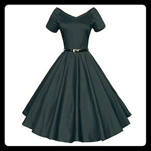 1950's Rockabilly swing style dress, dark blue