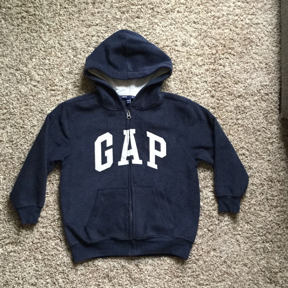 GAP Boy's Fleece Logo Zip Front Hoodie Size 6-7