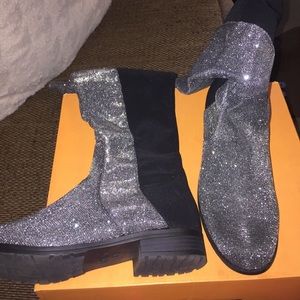 High knee silver sparkly boots!