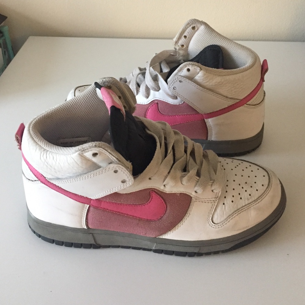 Women's Pink Nike Dunk High Tops size 8