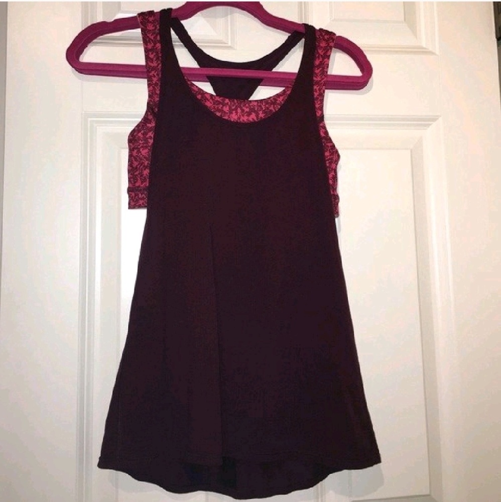 Lululemon maroon and pink athletic top with bra