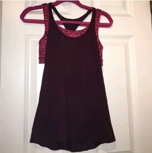 Lululemon maroon and pink athletic top with bra