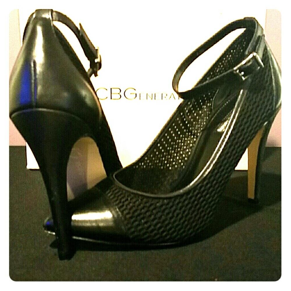 BCBGeneration leather and mesh stilettos.