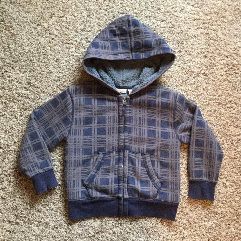 Boy's Zip Front Sherpa Lined Hoodie Size L (6-7)