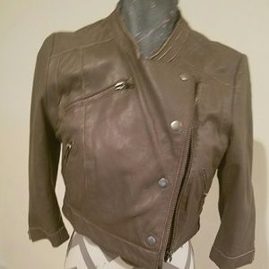 Grey leather ballero moto  jacket . worn twice
