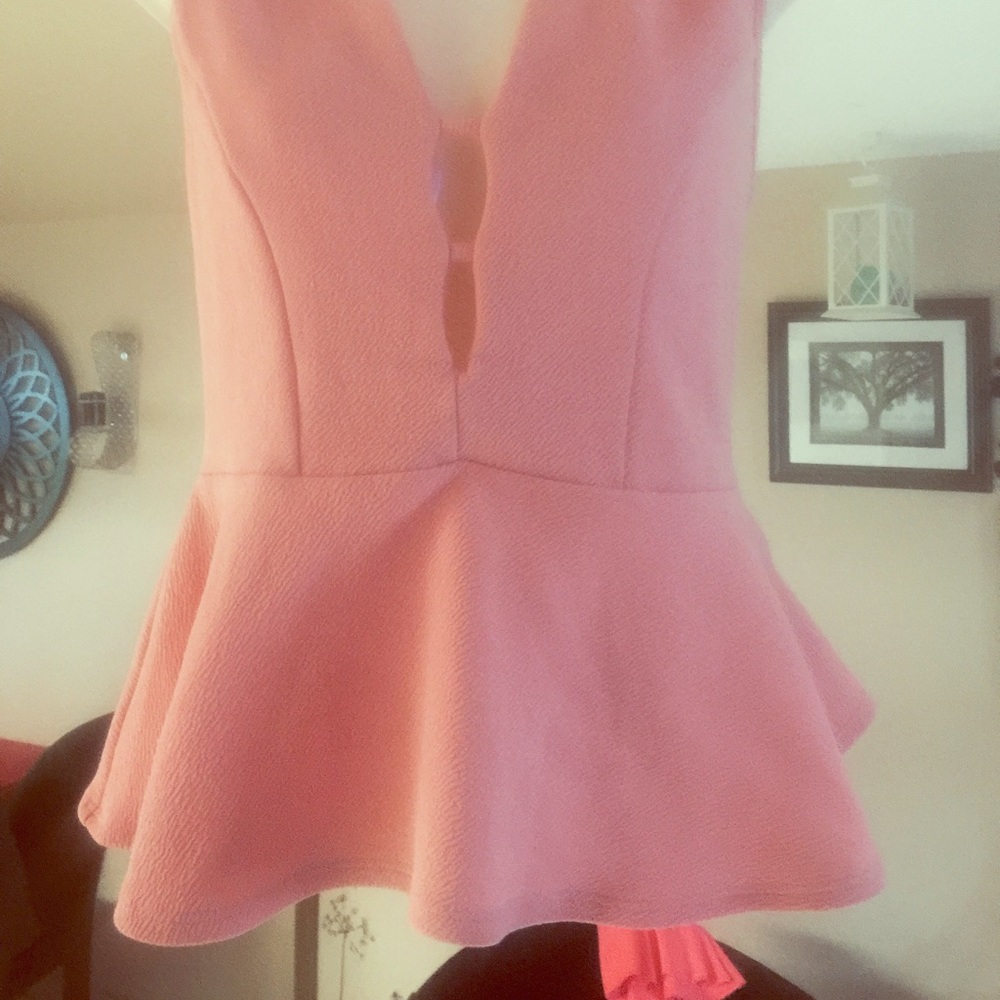 Light pink pastel blush peplum top