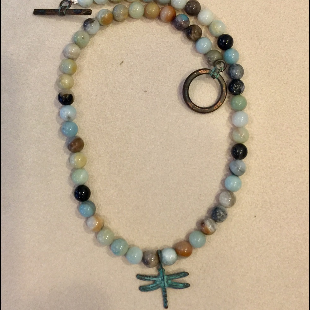 New gemstone beaded necklace with charm