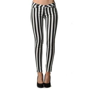 H&M Black & White striped skinny jeans