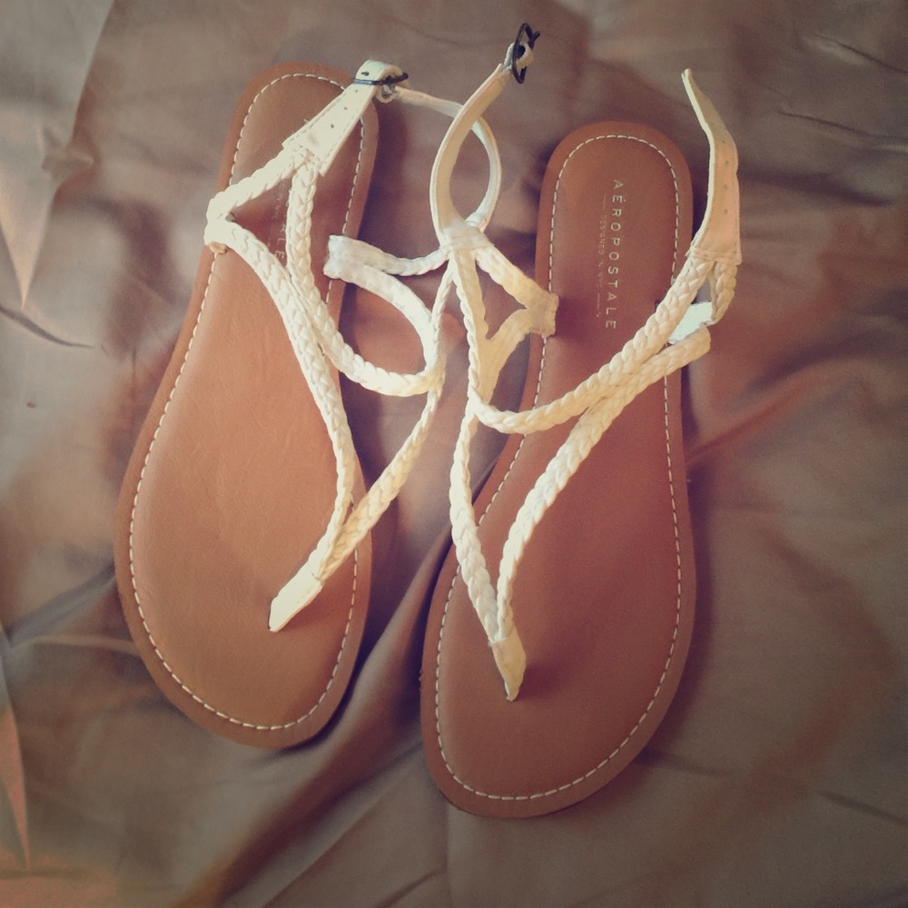Aeropostale Thong Sandals, White, Size 8