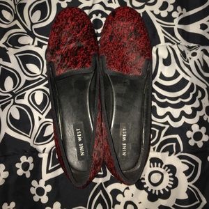 Nine West Red/Black Flats